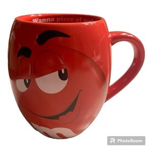 M&M’s red mug “wanna piece of me?”